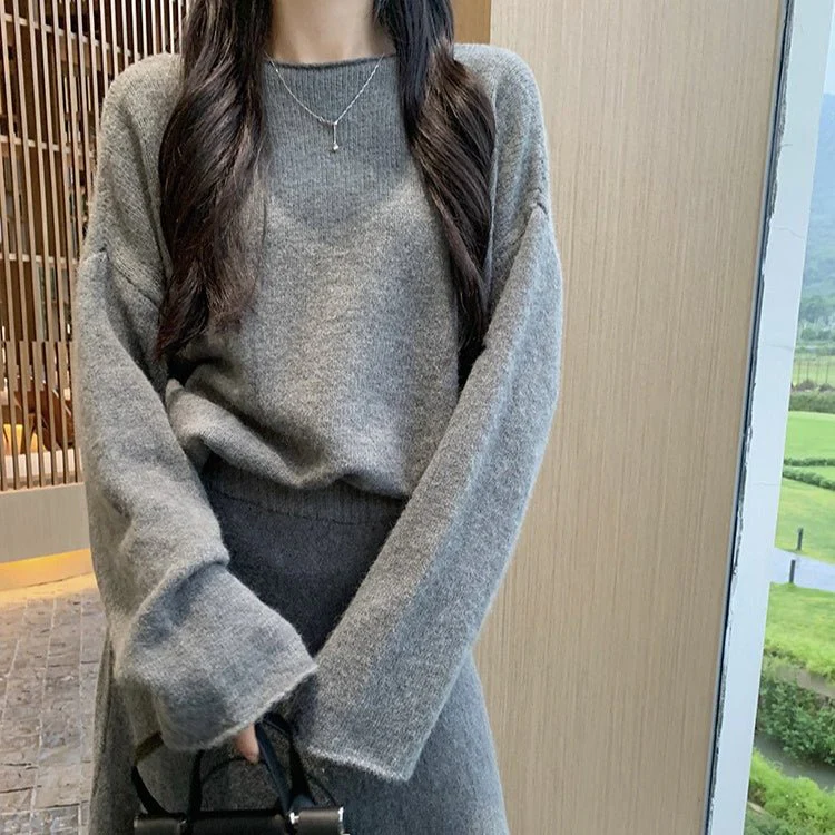 Luxury Soft Knit Sweater & Skirt Set | Autumn Winter Two-Piece Outfit(MS160) - Image 3
