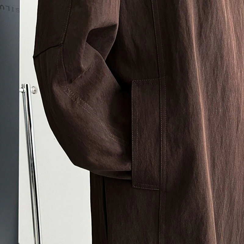 Luxury Stand Collar Coat | Single Button Mid-Length Trench (MS148) - Image 12