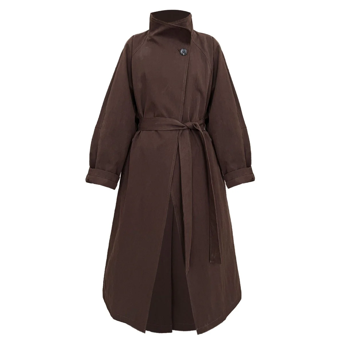 Luxury Stand Collar Coat | Single Button Mid-Length Trench (MS148) - Image 13