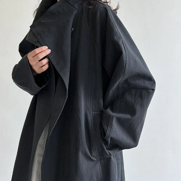 Luxury Stand Collar Coat | Single Button Mid-Length Trench (MS148) - Image 3