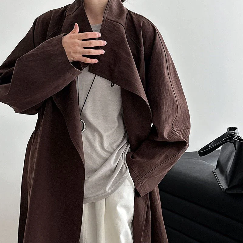 Luxury Stand Collar Coat | Single Button Mid-Length Trench (MS148) - Image 9