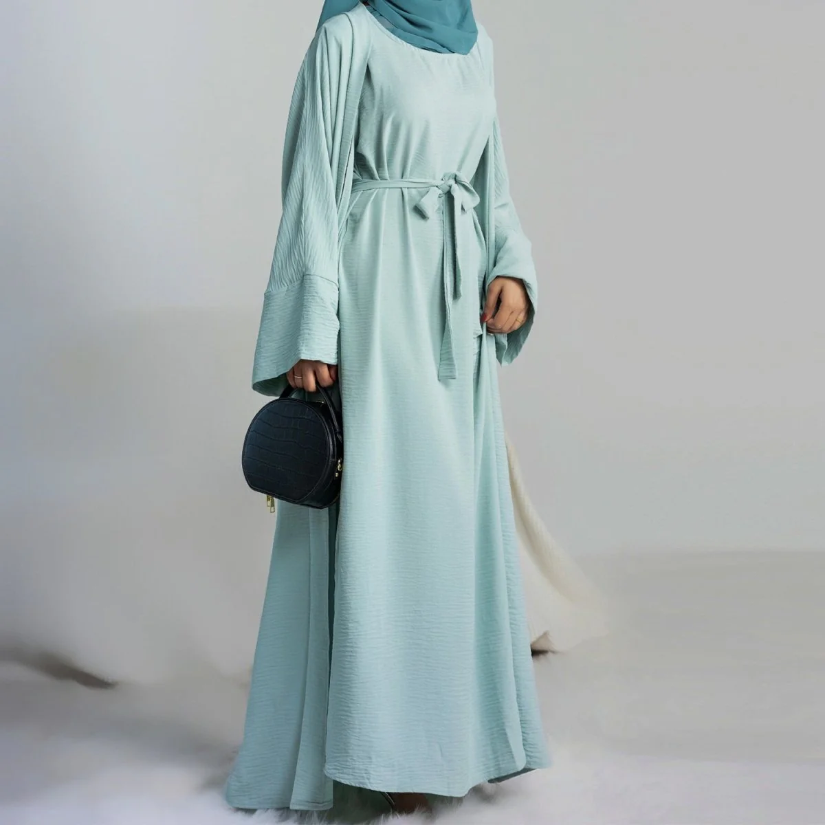 Crepe Pocket Open Abaya 3-Piece Set (MA002) - Image 10
