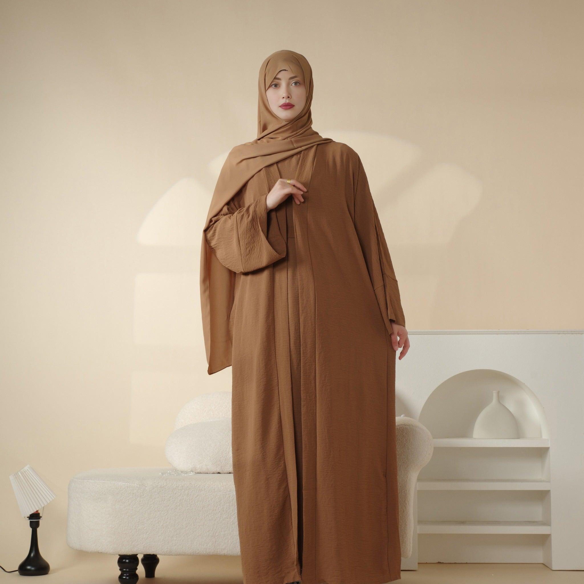 Crepe Pocket Open Abaya 3-Piece Set (MA002) - Image 12