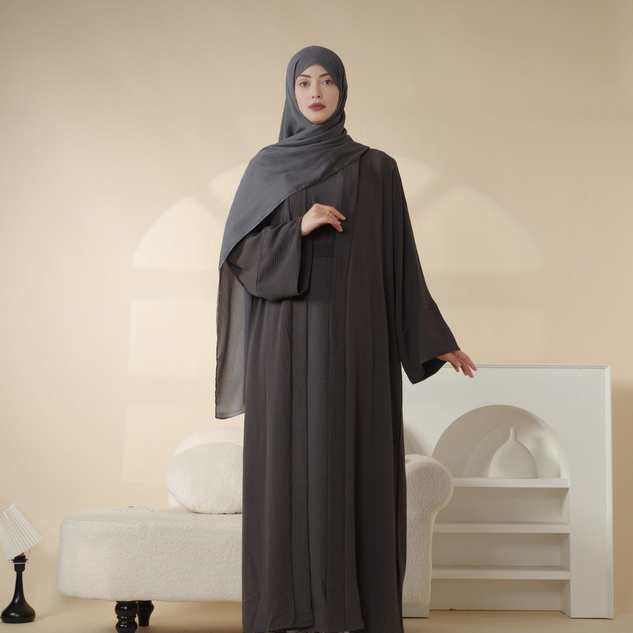 Crepe Pocket Open Abaya 3-Piece Set (MA002) - Image 13