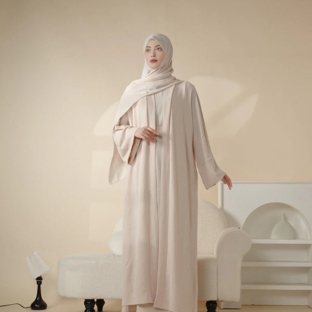 Crepe Pocket Open Abaya 3-Piece Set (MA002) - Image 14