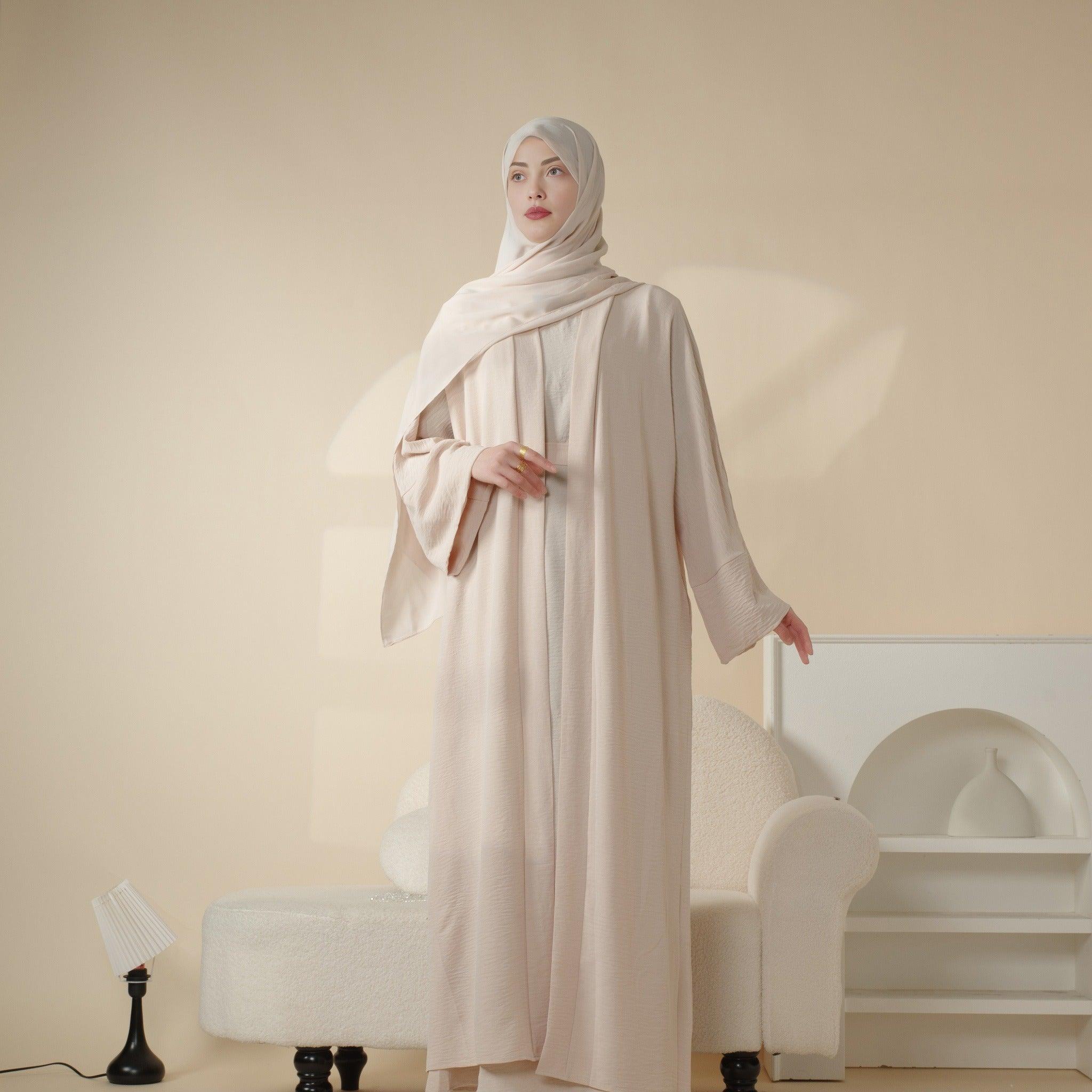 Crepe Pocket Open Abaya 3-Piece Set (MA002) - Image 18