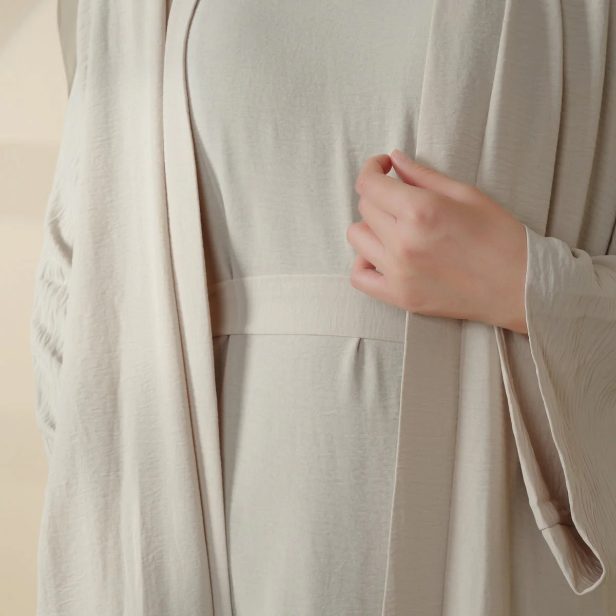Crepe Pocket Open Abaya 3-Piece Set (MA002) - Image 19