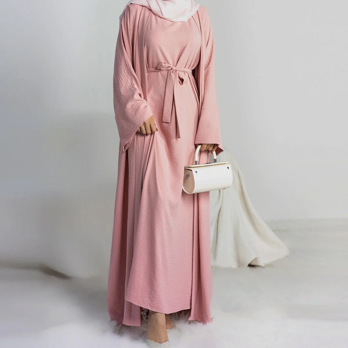 Crepe Pocket Open Abaya 3-Piece Set (MA002) - Image 3