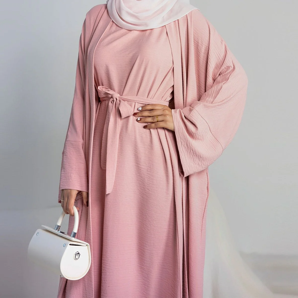 Crepe Pocket Open Abaya 3-Piece Set (MA002) - Image 4