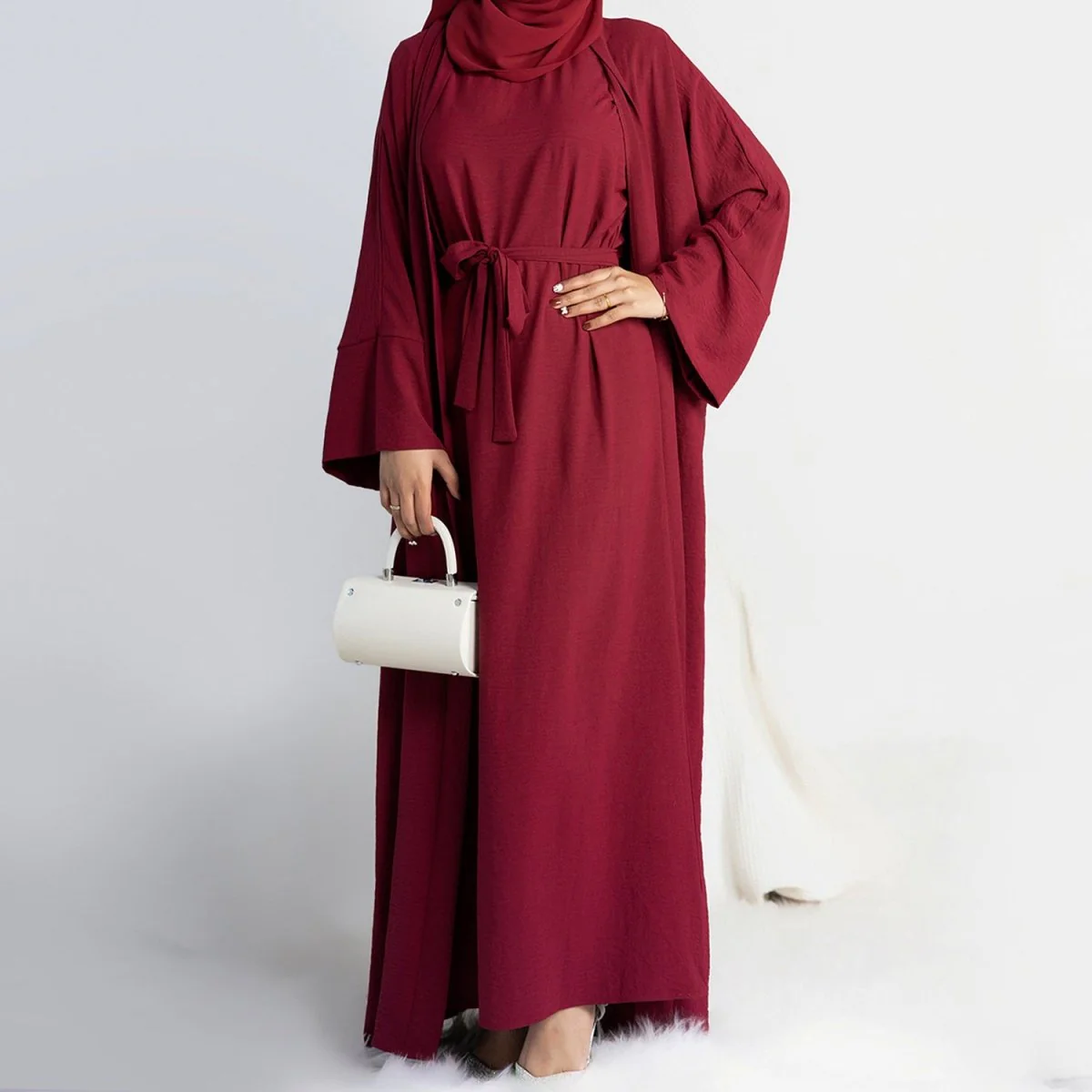 Crepe Pocket Open Abaya 3-Piece Set (MA002) - Image 5