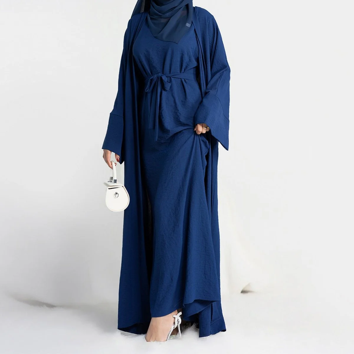 Crepe Pocket Open Abaya 3-Piece Set (MA002) - Image 8