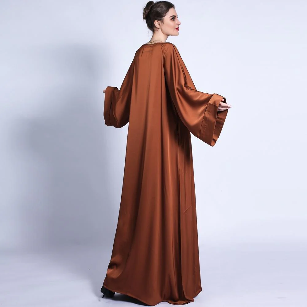 Pocket Satin Abaya With Shiny Rhinestone Belt (MA011) - Image 6