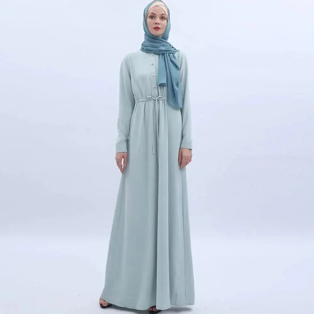 Women's Mint Green Abaya with Pearl Buttons & Pockets - Mariam's Collection - Image 10