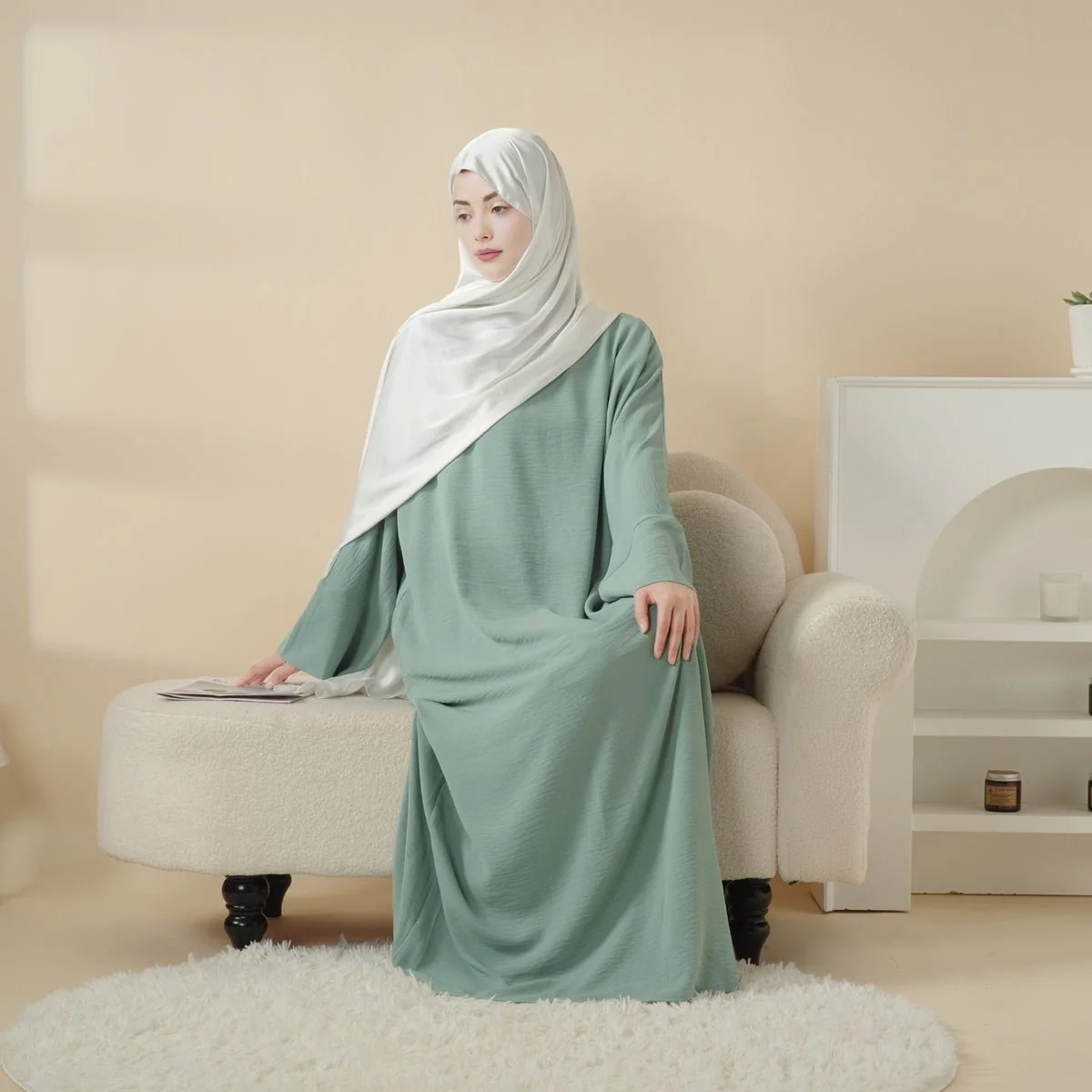 Simple Vintage Pleated Abaya (MA042) - Image 11