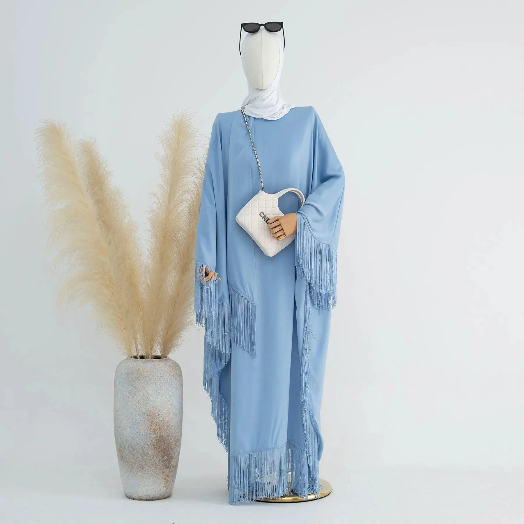 Batwing Sleeve Fringe Party Abaya (MA047) - Image 14