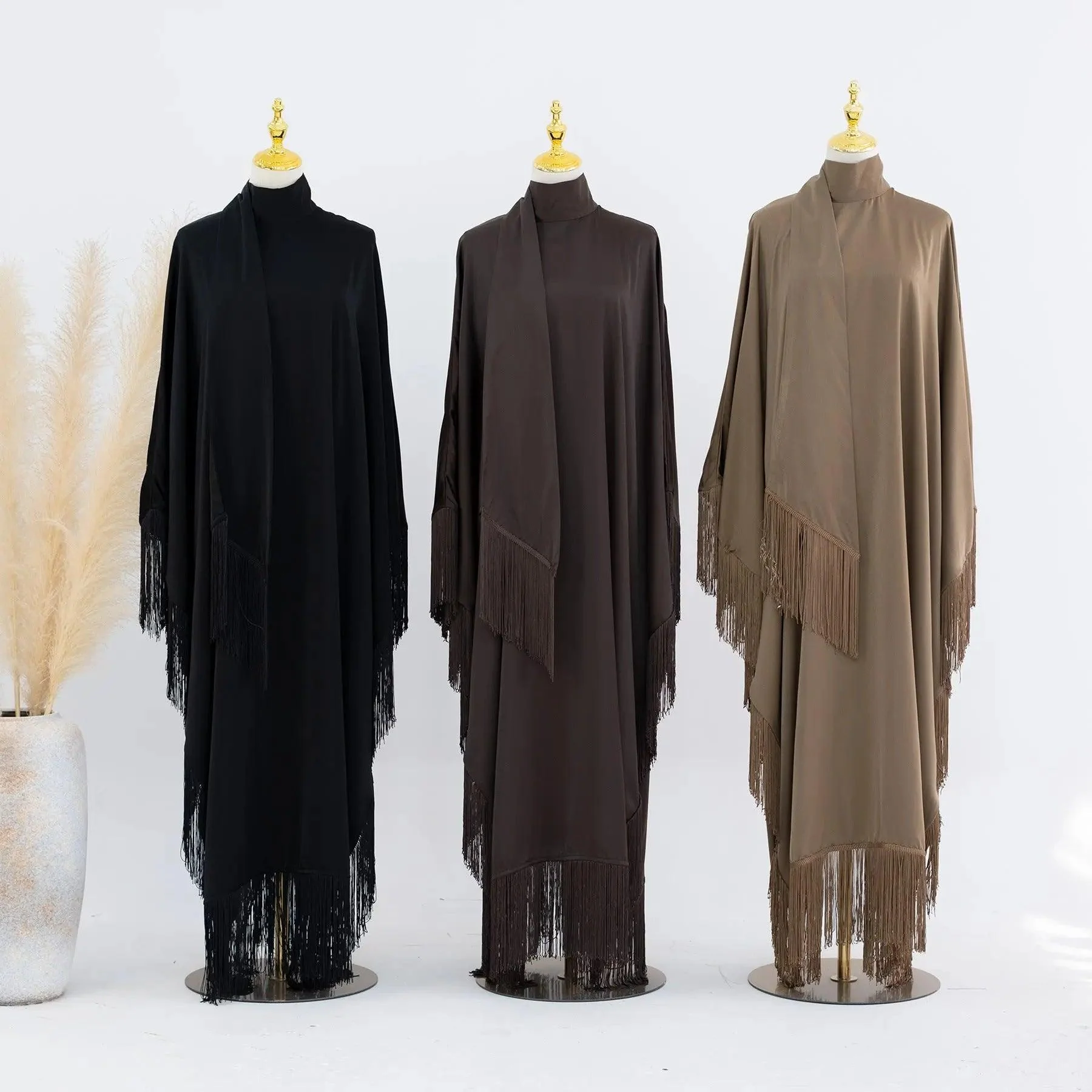 Batwing Sleeve Fringe Party Abaya (MA047) - Image 3