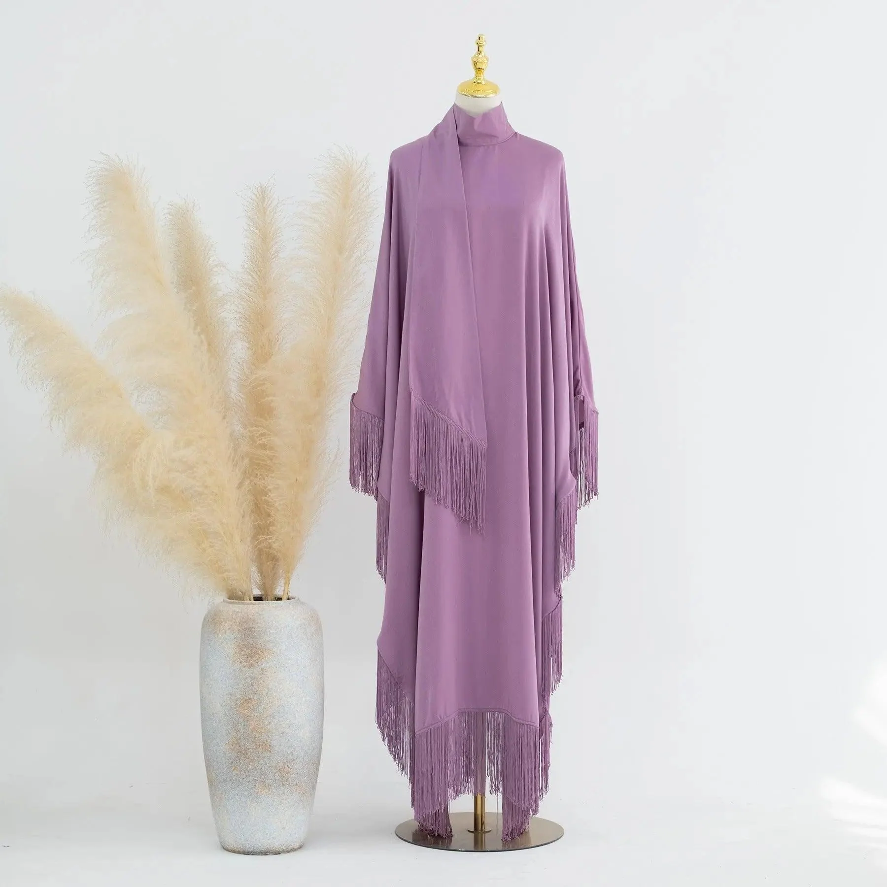 Batwing Sleeve Fringe Party Abaya (MA047) - Image 5