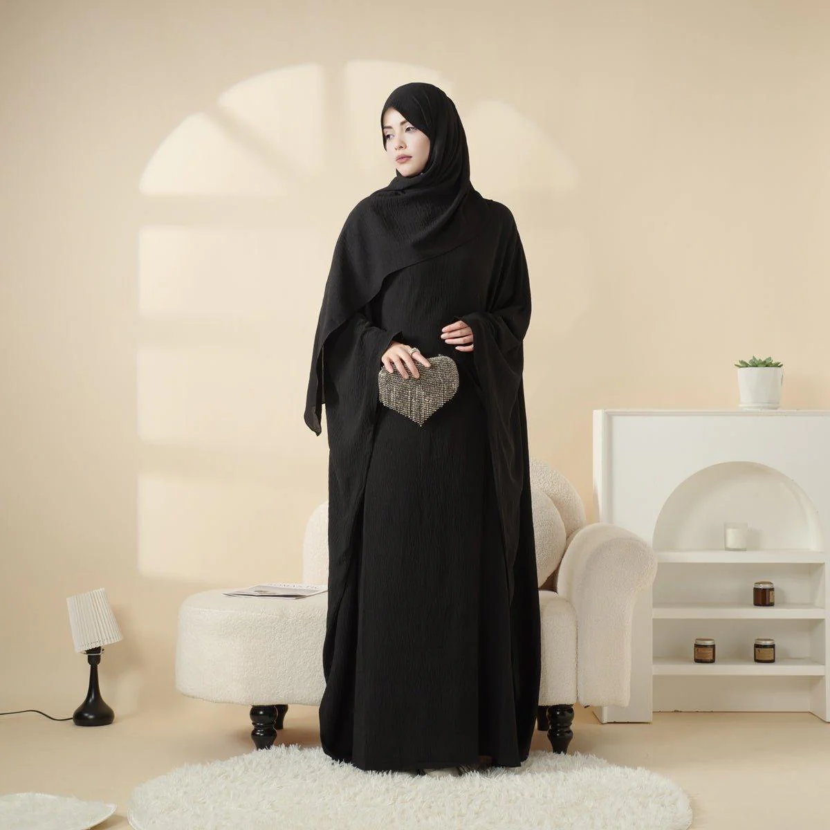 Butterfly Sleeve Plain Abaya (MA048) - Image 12