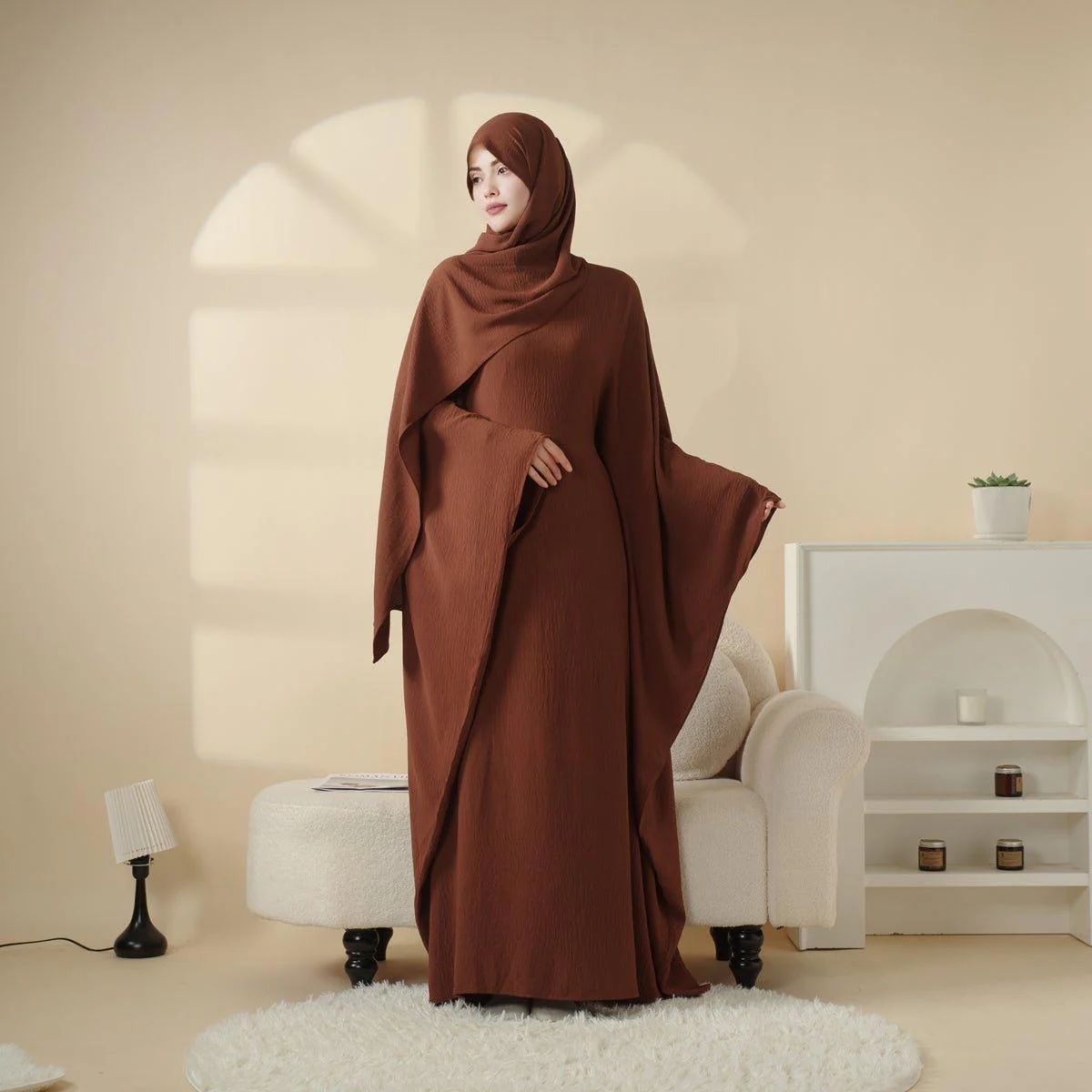 Butterfly Sleeve Plain Abaya (MA048) - Image 3