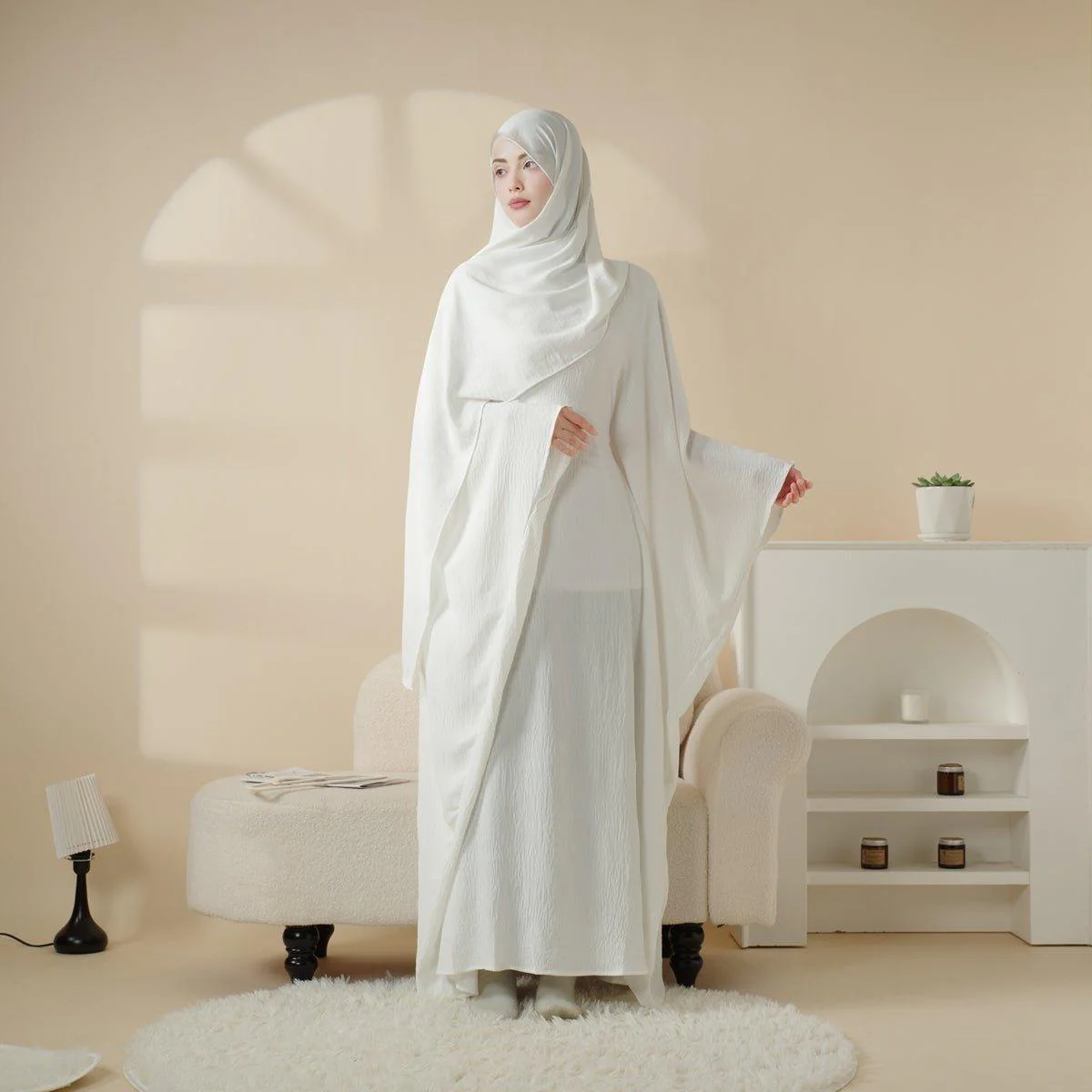 Butterfly Sleeve Plain Abaya (MA048) - Image 4