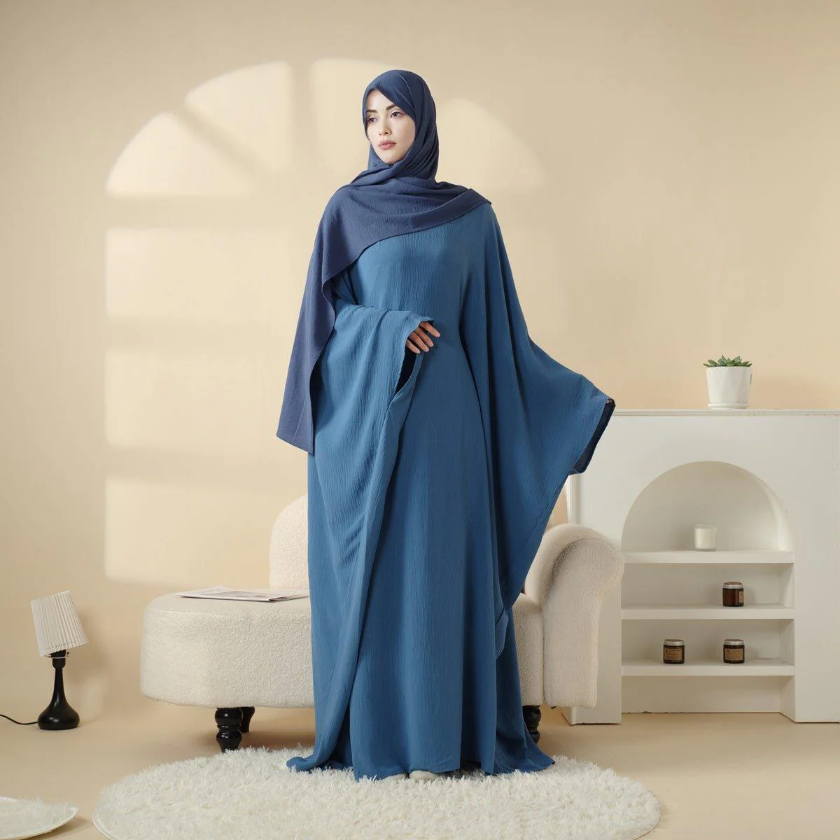 Butterfly Sleeve Plain Abaya (MA048) - Image 6