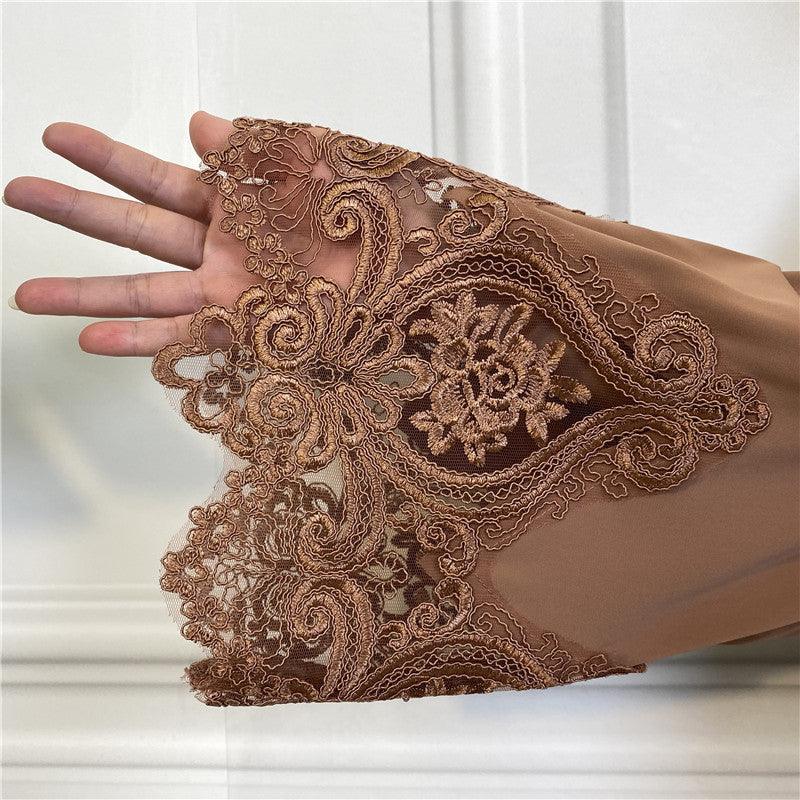 Floral Lace Zip Abaya (MA060) - Image 8
