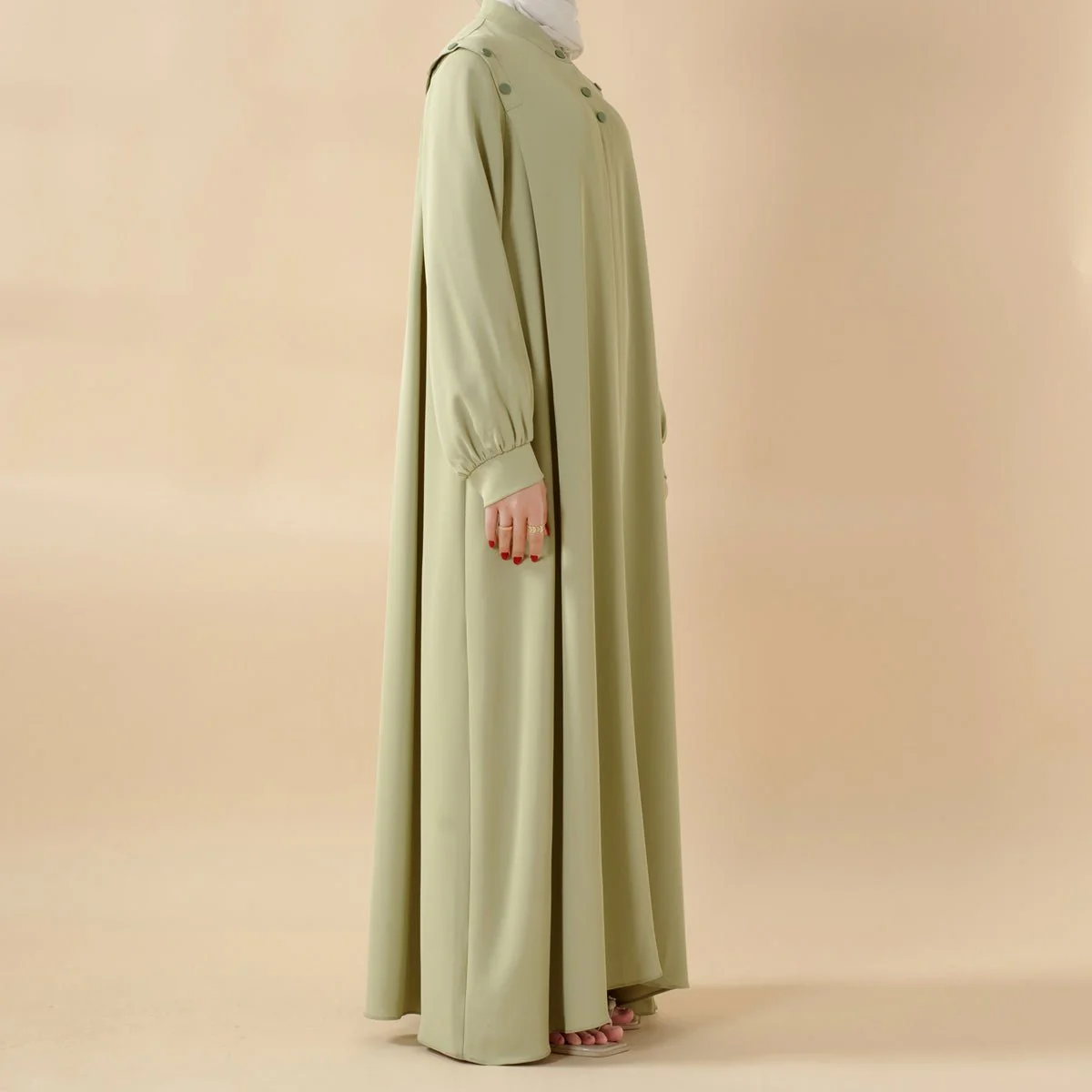 Macaron Color Shoulder Button Pullover Abaya (MA083) - Image 7