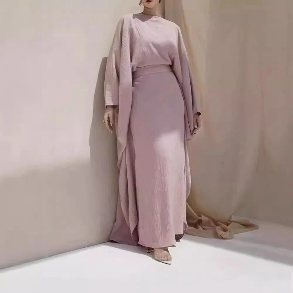 Crepe Batwing Loose Abaya 2-Piece Set (MA090) - Image 3