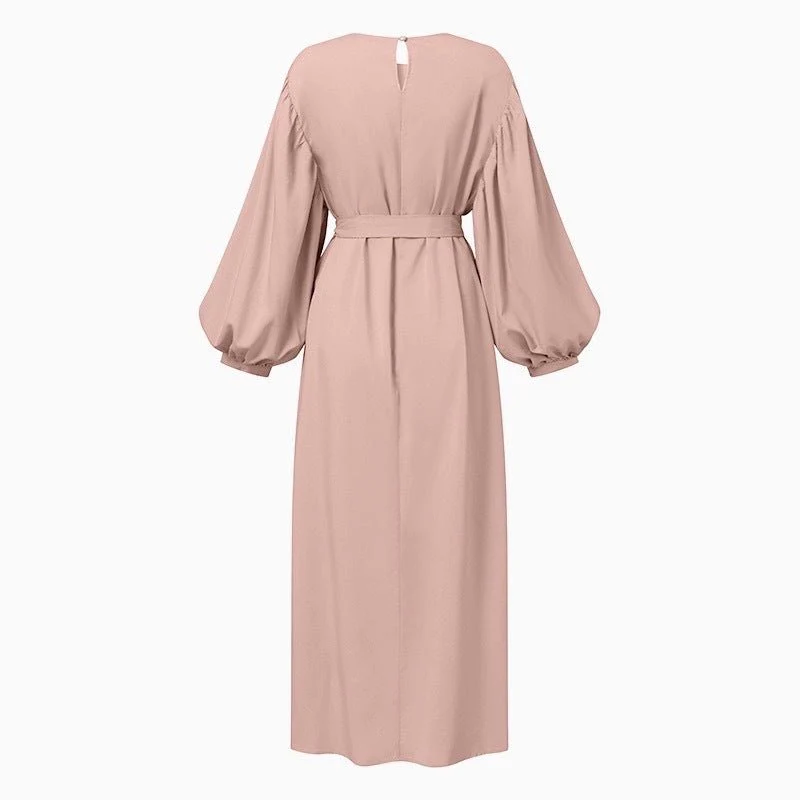 Solid Color Elegant Bubble Sleeve Abaya (MA092) - Image 6