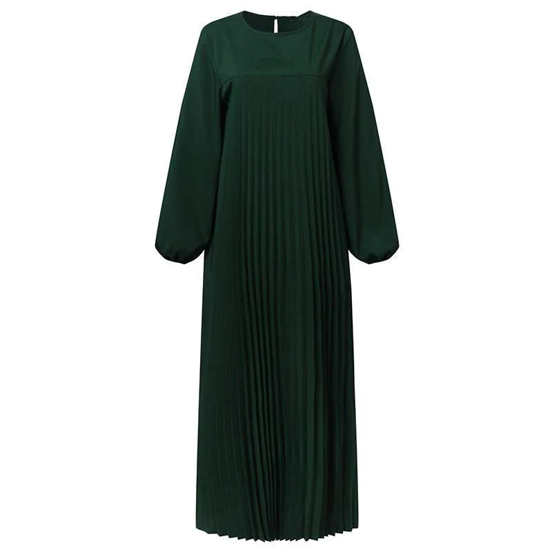 Simple Solid Color Pleated Abaya (MA094) - Image 6