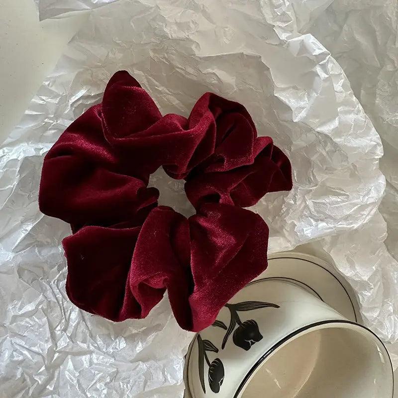 MAC009 hijab scrunchies, velvet flower hair accessories - Image 4
