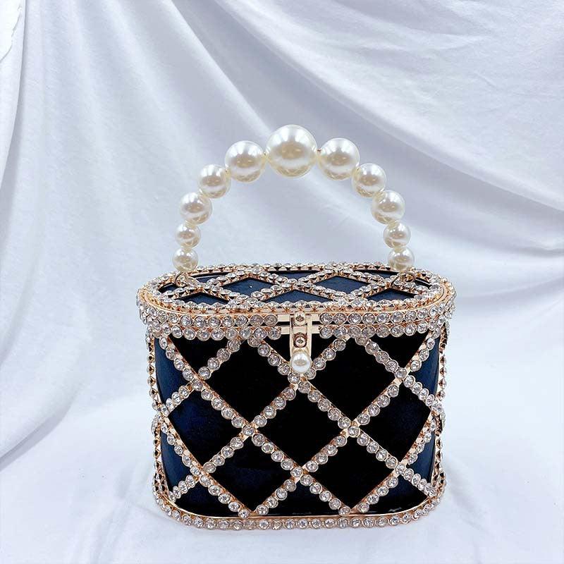 MAC022 Stylish Pearl Diagonal Span Basket Bag - Image 3