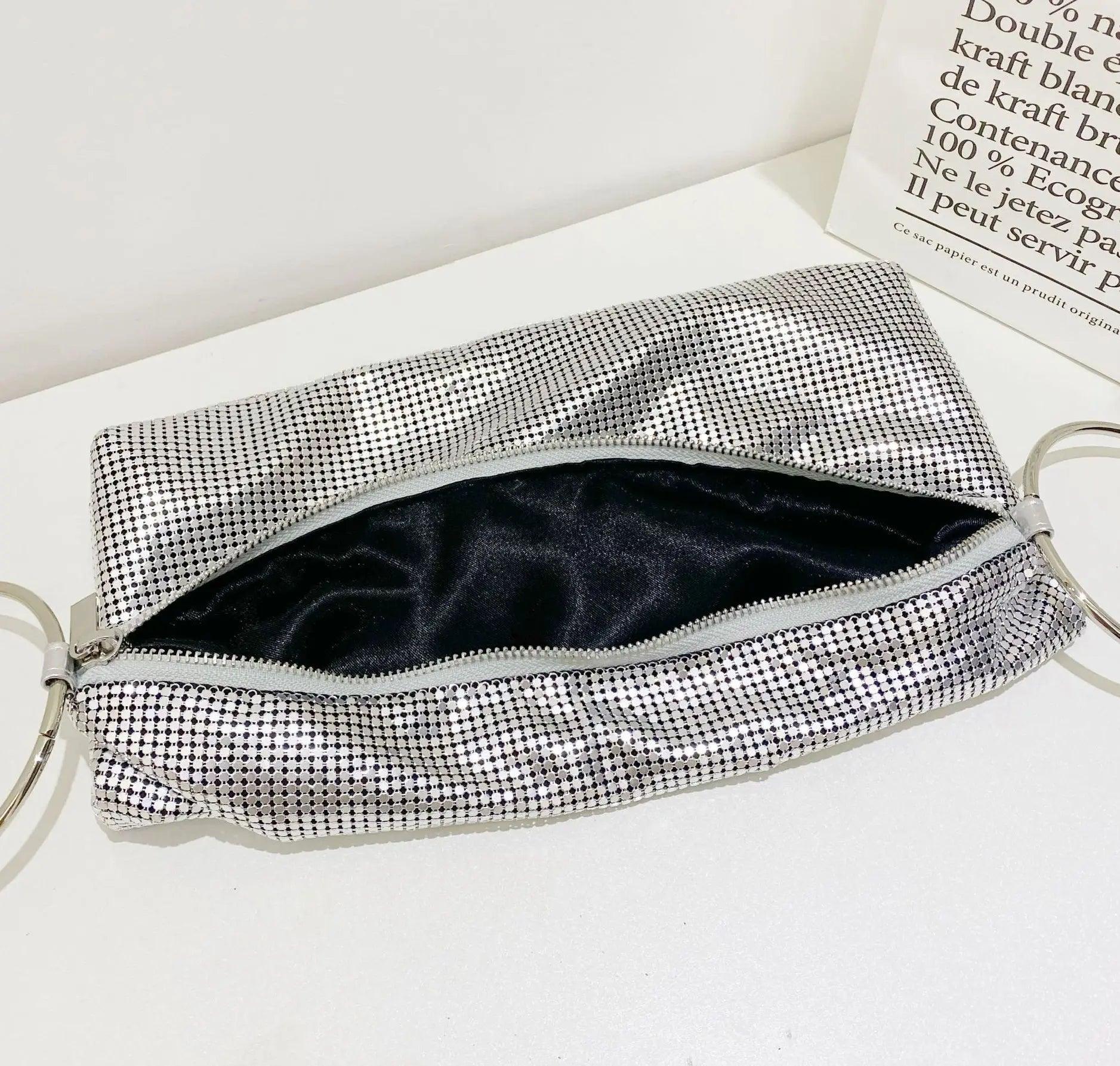 MAC025 Women's Aluminum Sequin Evening Clutch Hand Bag Purse - Image 3