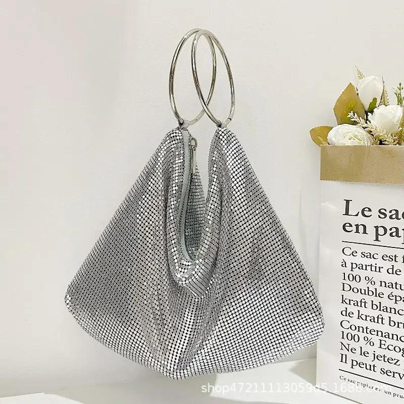 MAC025 Women's Aluminum Sequin Evening Clutch Hand Bag Purse - Image 5
