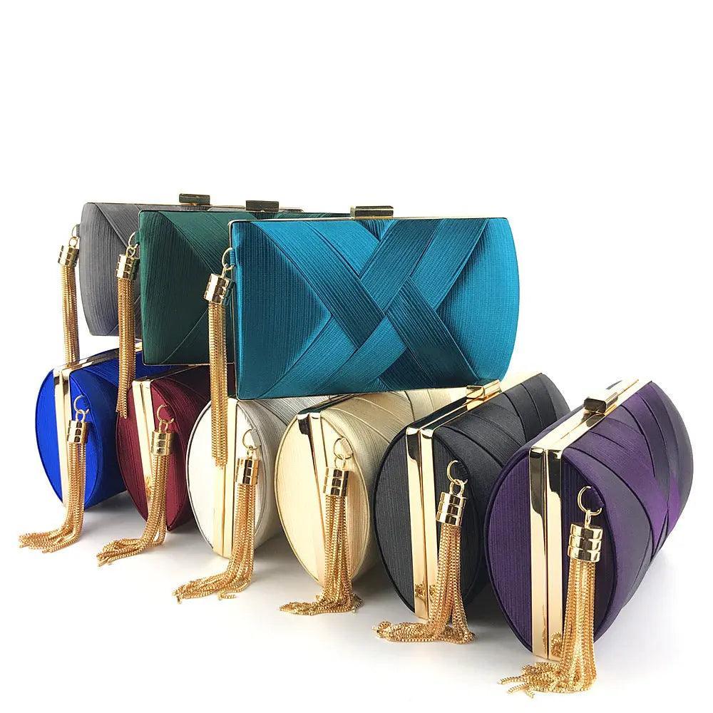 MAC032 Women's Silk Evening Bag with Elegant Tassel Pendant - Image 2