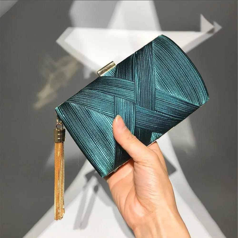 MAC032 Women's Silk Evening Bag with Elegant Tassel Pendant - Image 3