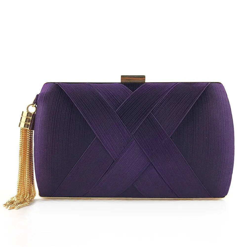 MAC032 Women's Silk Evening Bag with Elegant Tassel Pendant - Image 9