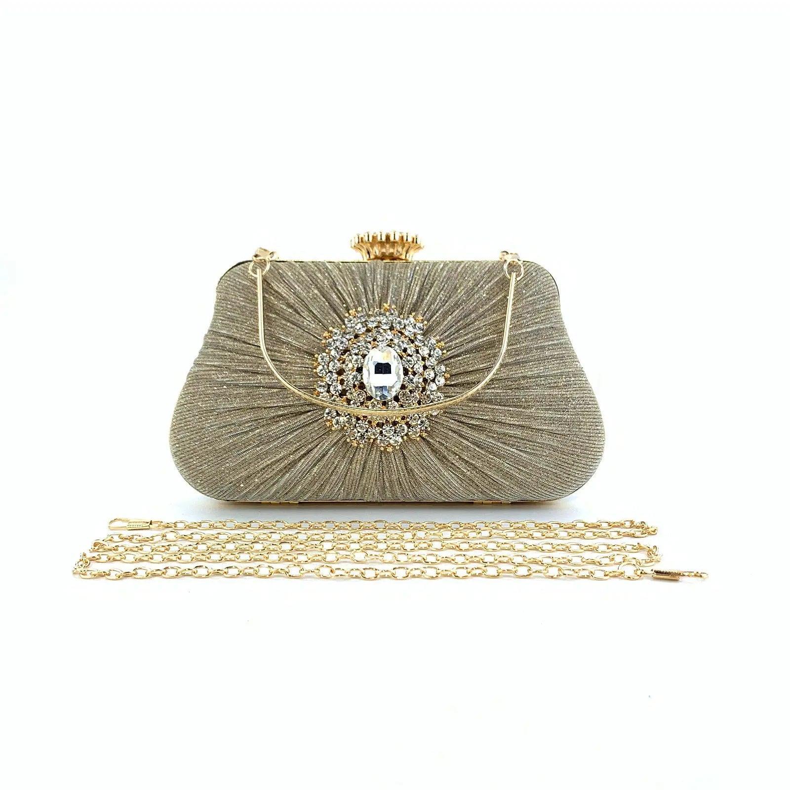 MAC033 Women's Pleated Craft Rhinestone Bag - Image 4