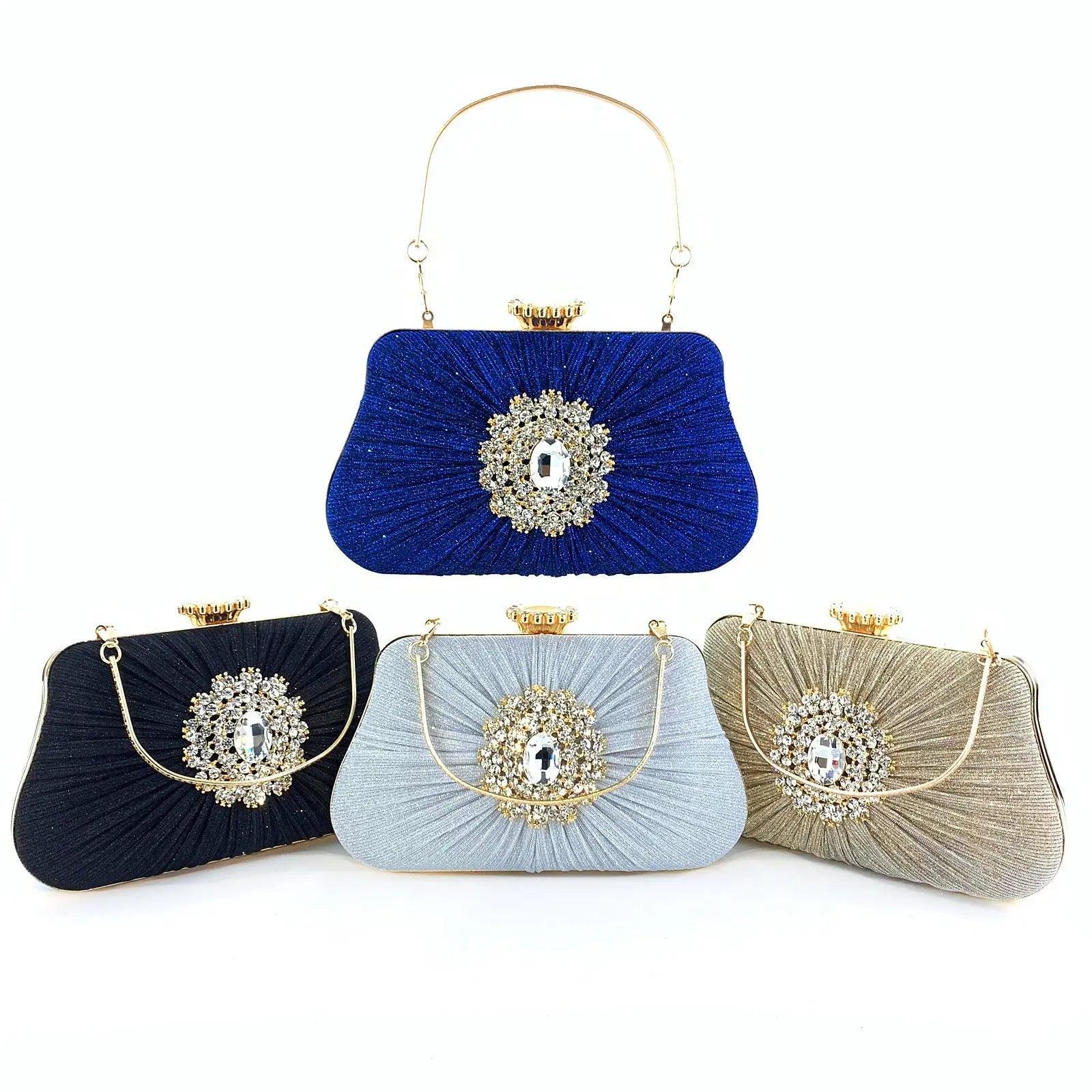 MAC033 Women's Pleated Craft Rhinestone Bag - Image 5