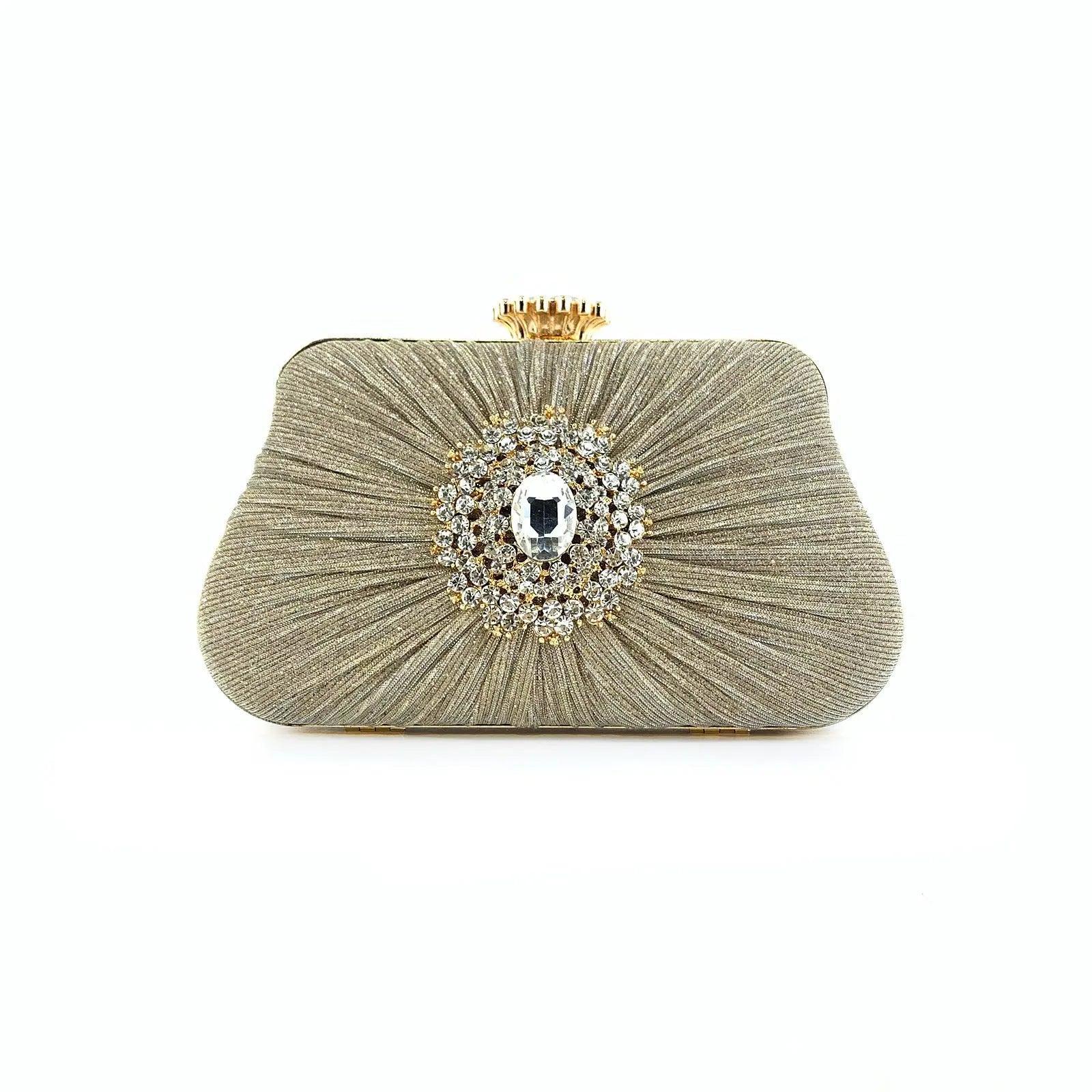 MAC033 Women's Pleated Craft Rhinestone Bag - Image 8