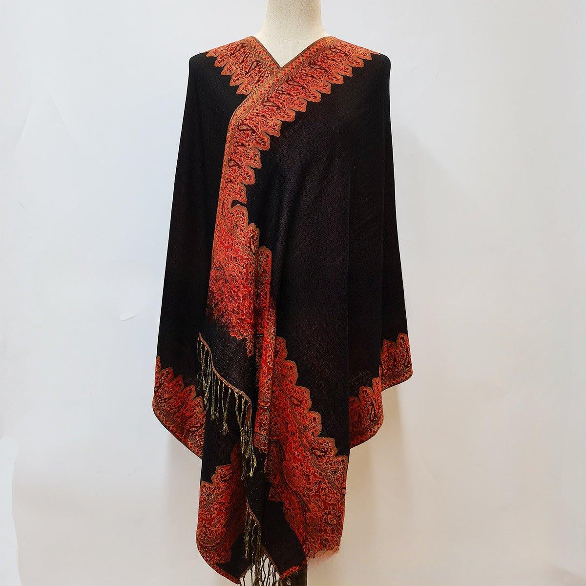 MAC044 Bohemian Style Multicolor Retro Jacquard Cashew Long Tassel Scarf - Image 4