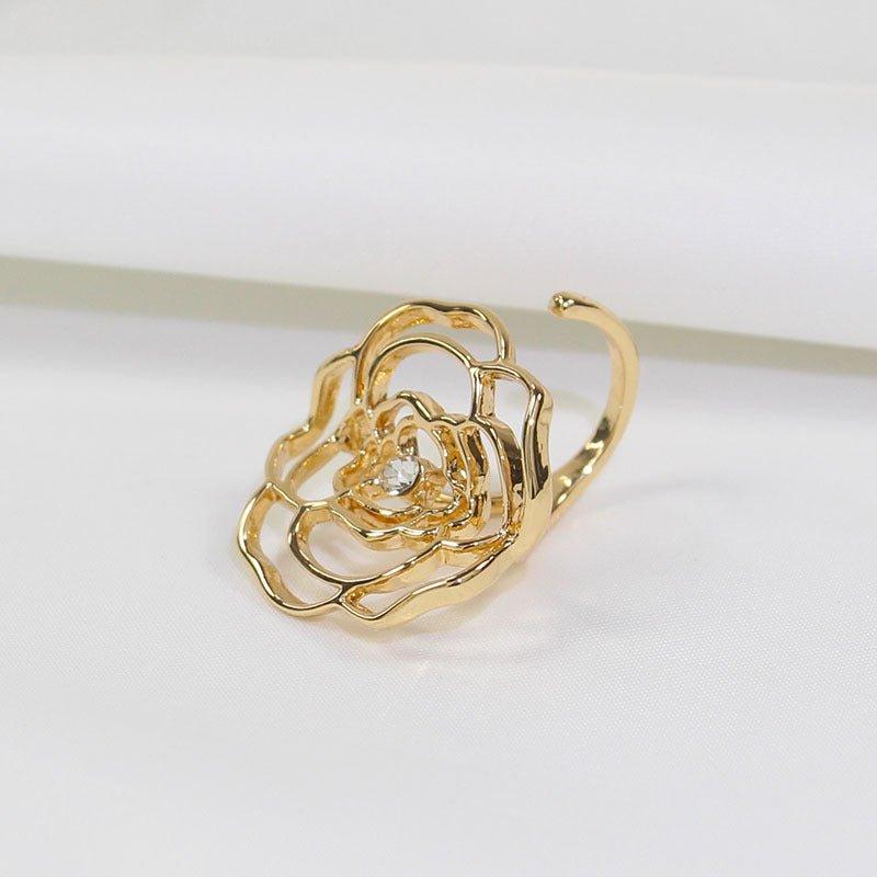 MAC046 Adjustable Hollow Camellia Diamond Ring - Image 3