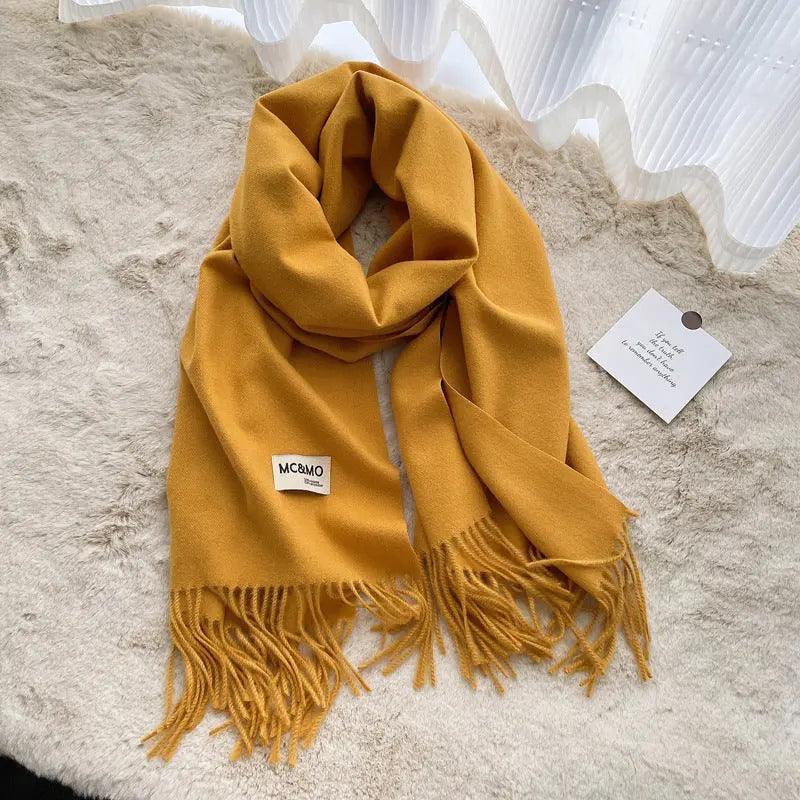 MAC049 Imitation Cashmere Solid Color Basic Tassel Scarf - Image 11