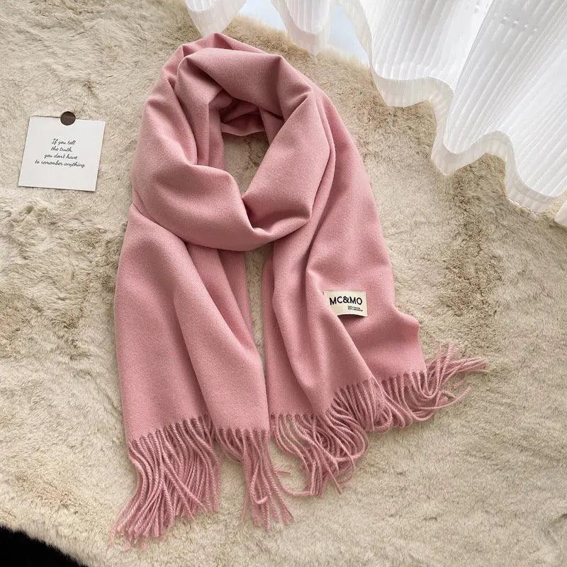 MAC049 Imitation Cashmere Solid Color Basic Tassel Scarf - Image 12