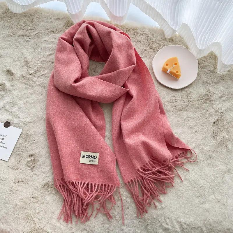MAC049 Imitation Cashmere Solid Color Basic Tassel Scarf - Image 21