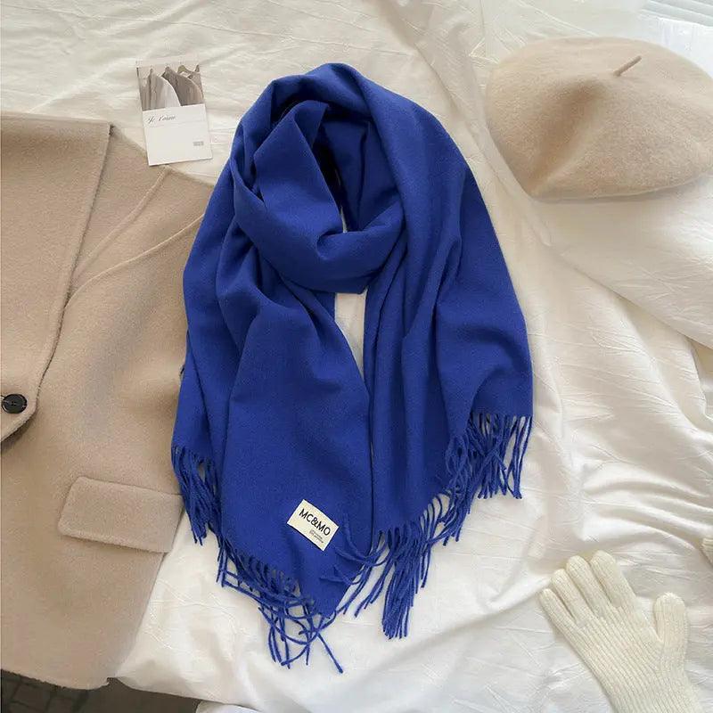 MAC049 Imitation Cashmere Solid Color Basic Tassel Scarf - Image 34