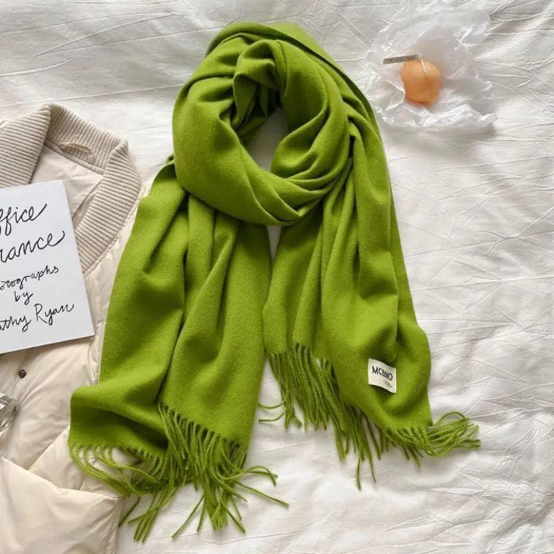 MAC049 Imitation Cashmere Solid Color Basic Tassel Scarf - Image 37