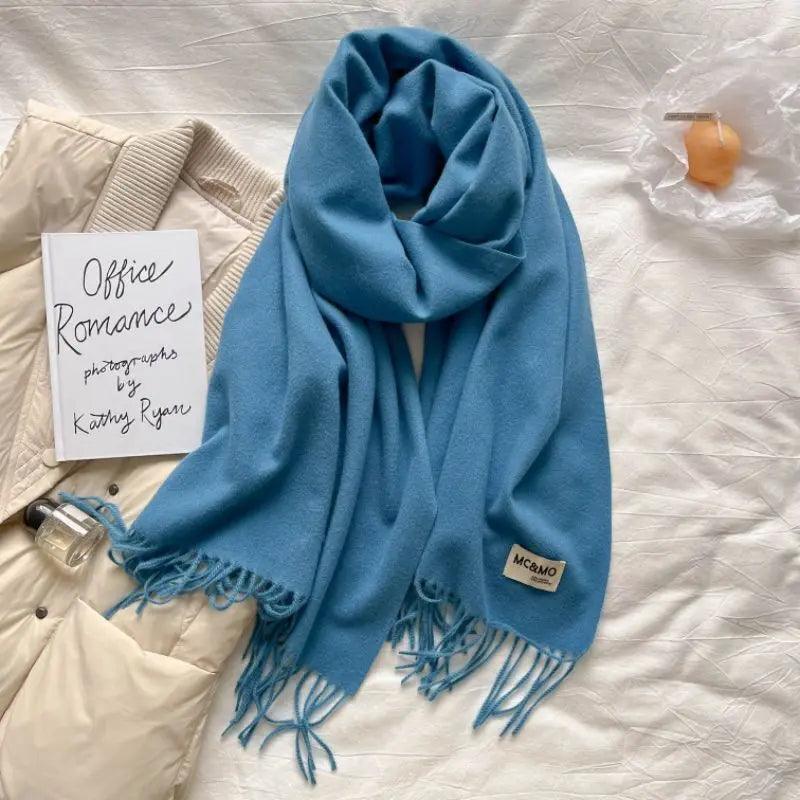 MAC049 Imitation Cashmere Solid Color Basic Tassel Scarf - Image 38