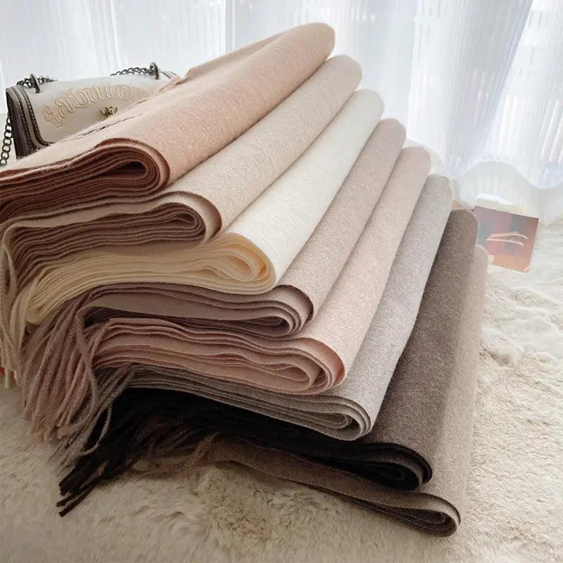 MAC049 Imitation Cashmere Solid Color Basic Tassel Scarf - Image 4