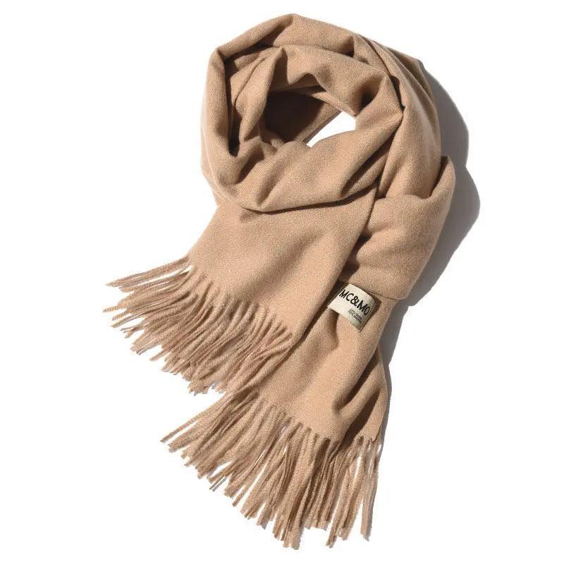 MAC049 Imitation Cashmere Solid Color Basic Tassel Scarf - Image 5